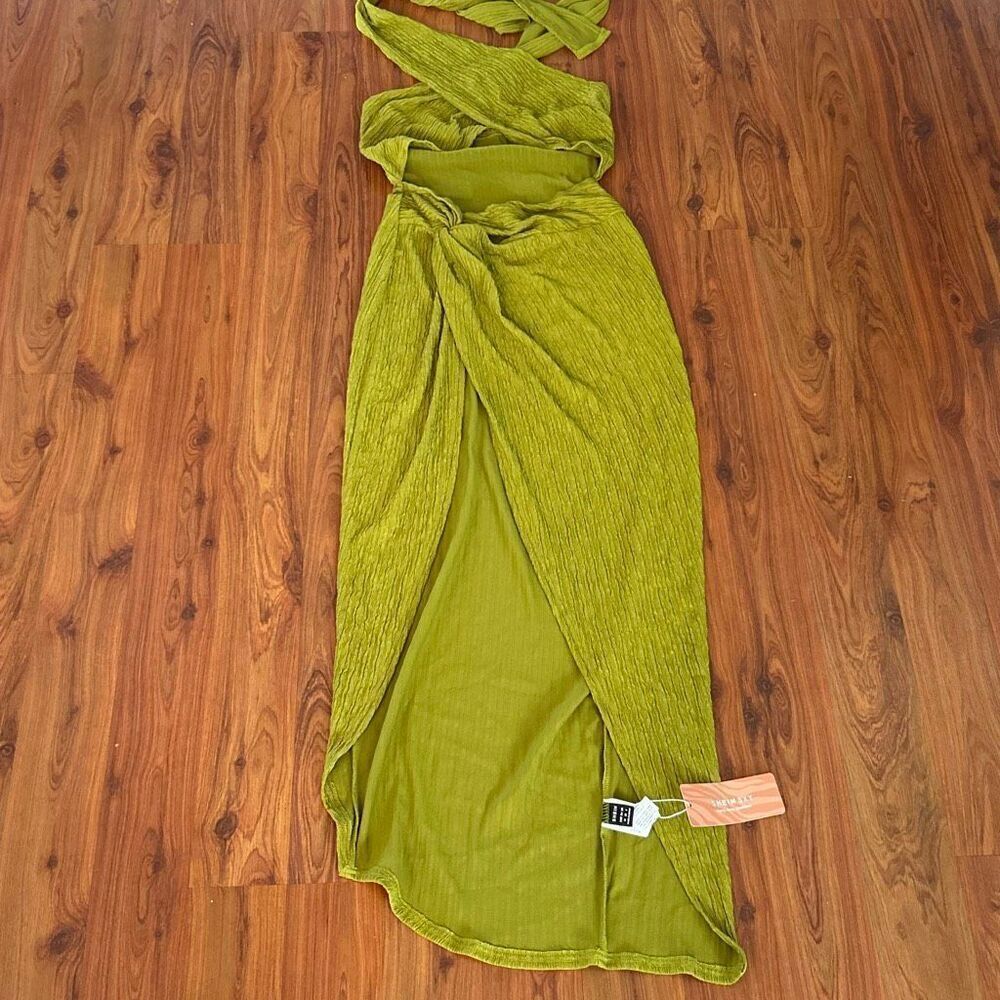 NWT SHEIN avocado green dress cut out slit size m